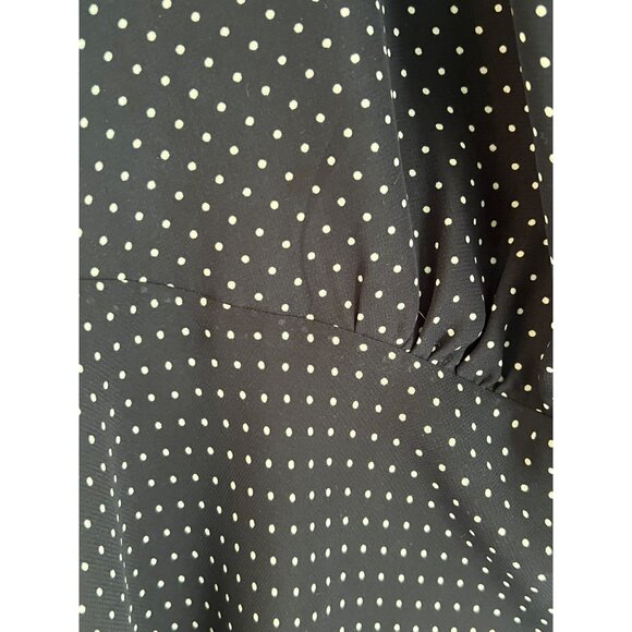 Lane Bryant Navy Blue Polka Dot Flutter Sleeve Midi Faux Wrap Dress Size 22 - Picture 6 of 12